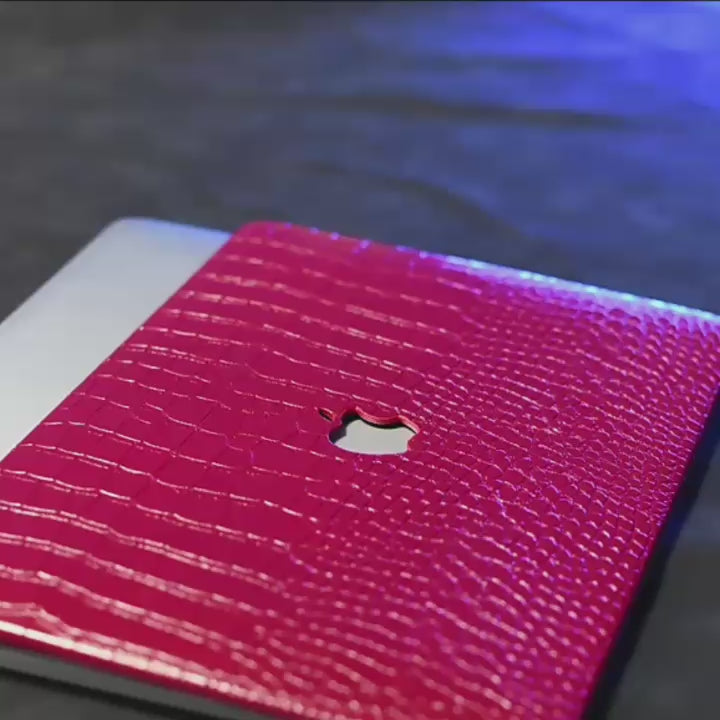 MacBook Case in Red Faux Crocodile Leather