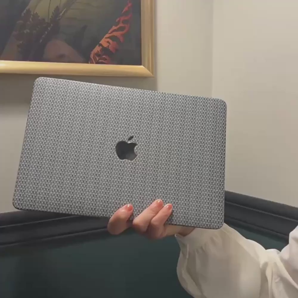 Carcasa para MacBook de Cuero Sintético Tejido Gris