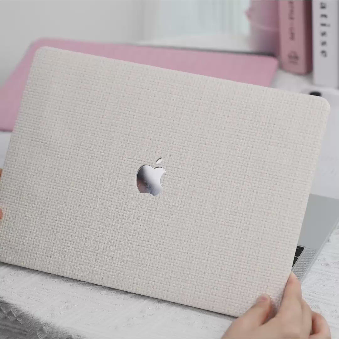 Carcasa para MacBook de Cuero Sintético Tejido Beige - Vivaldo.