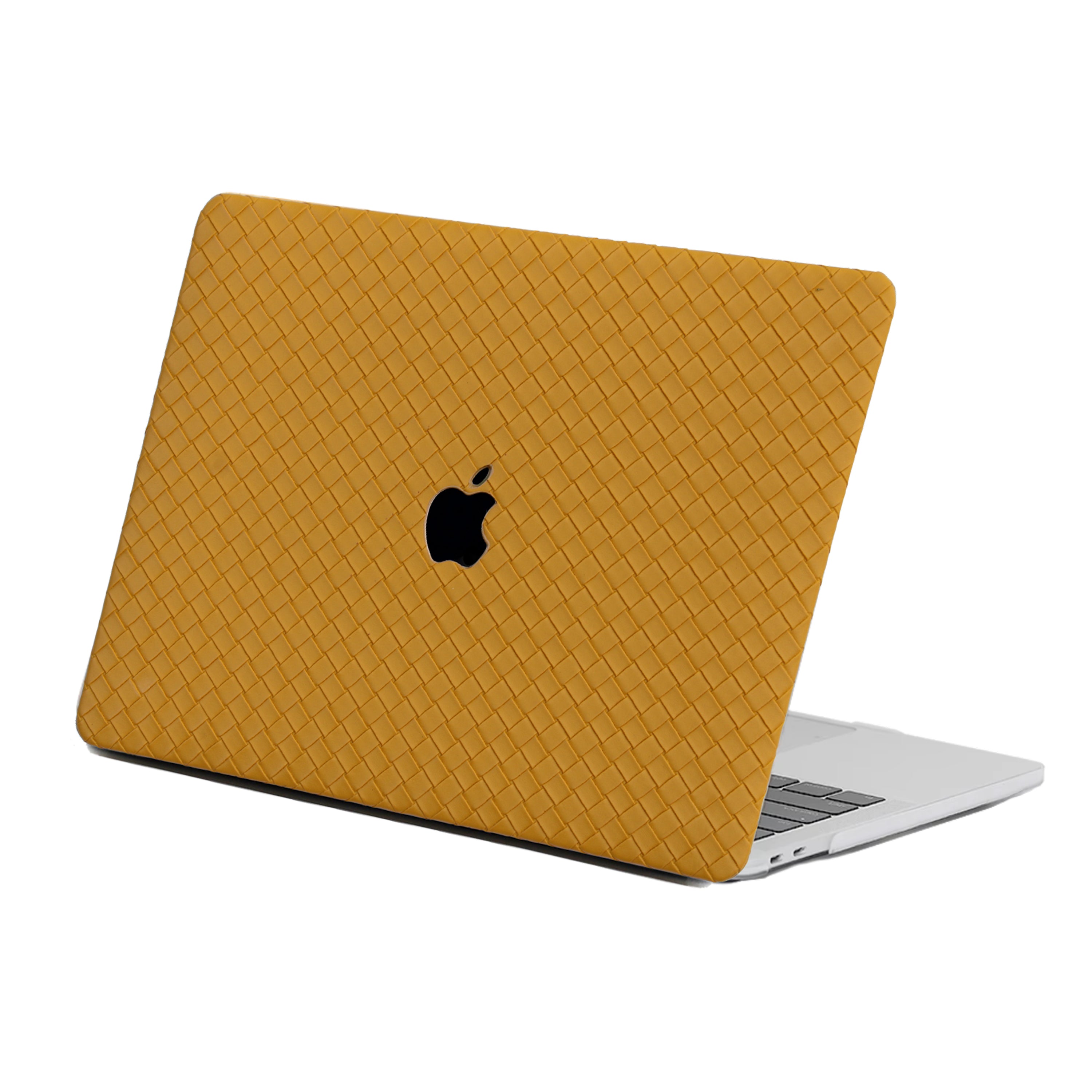 Carcasa para MacBook de Cuero Sintético Trenzado Mostaza - Vivaldo