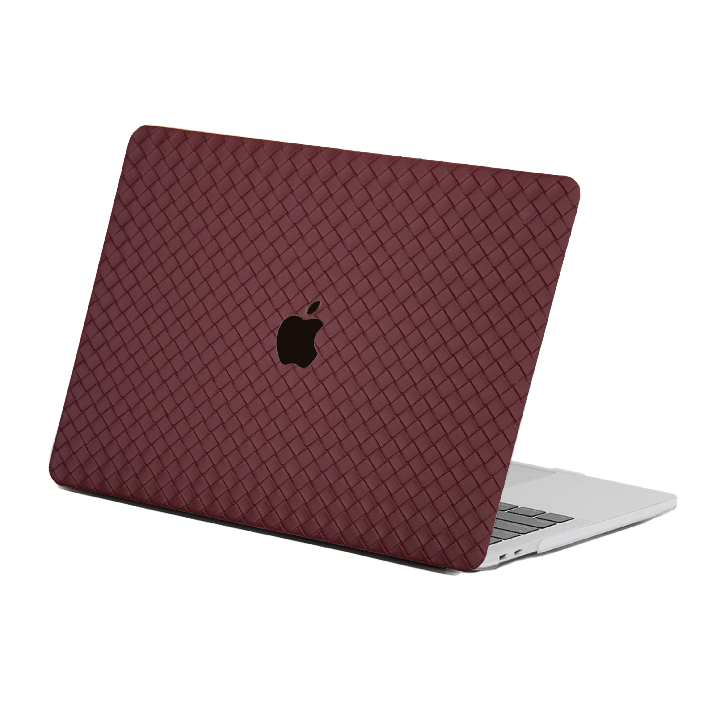 Carcasa para MacBook de Cuero Sintético Trenzado Rojo Vino - Vivaldo.